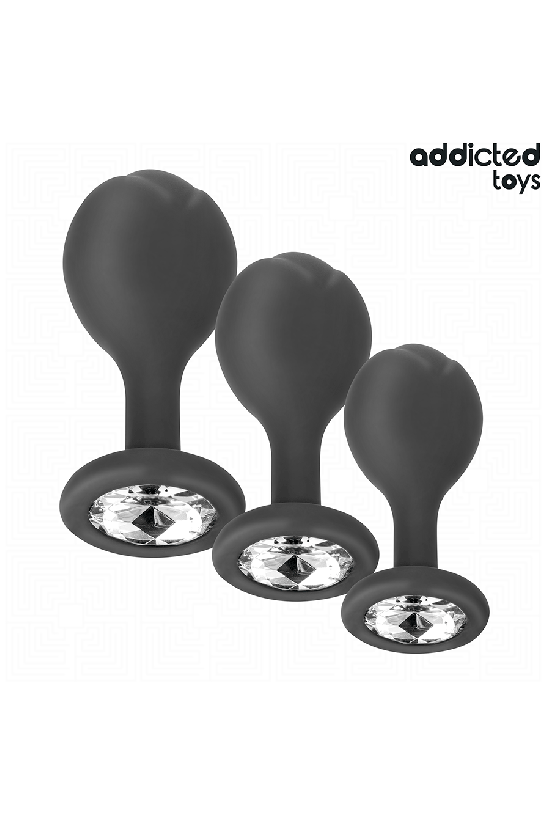 ADDICTED TOYS - SET DI 3 TAPPI ANALI CON GIOIELLO
