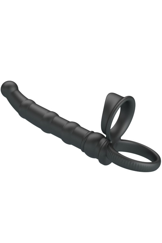 PRETTY LOVE - TATUM ANELLO PER PENE VIBRANTE CON TAPPO 10 VIBRAZIONI NERO
