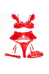 SUBBLIME - 957506 COMPLETO REGGISENO E GIARRETTIERA IN PIZZO ROSSO S/M