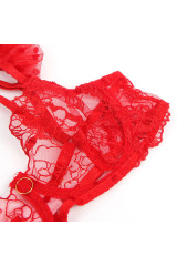 SUBBLIME - 957506 COMPLETO REGGISENO E GIARRETTIERA IN PIZZO ROSSO S/M