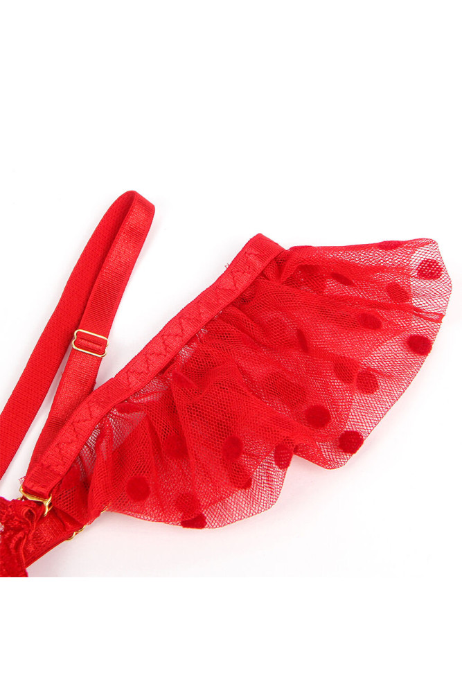 SUBBLIME - 957513 COMPLETO REGGISENO E GIARRETTIERA IN PIZZO ROSSO L/XL