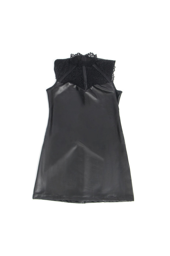 SUBBLIME - 957551 ABITO IN PELLE CON COLLO IN PIZZO NERO L/XL