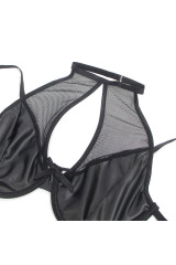 SUBBLIME - 957582 SET REGGISENO E GONNA IN PELLE NERO S/M