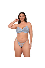 SUBBLIME - 957636 COMPLETO REGGISENO E SLIP RICAMATI A FIORI AZZURRO CIELO L/XL