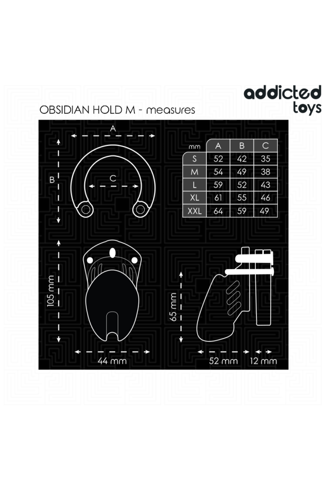 ADDICTED TOYS LOCKED - GABBIA PER PENE OBSIDIAN HOLD TAGLIA M