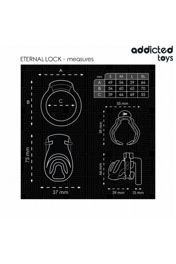 ADDICTED TOYS LOCKED - GABBIA PER PENE CON BLOCCAGGIO ETERNO 9 CM