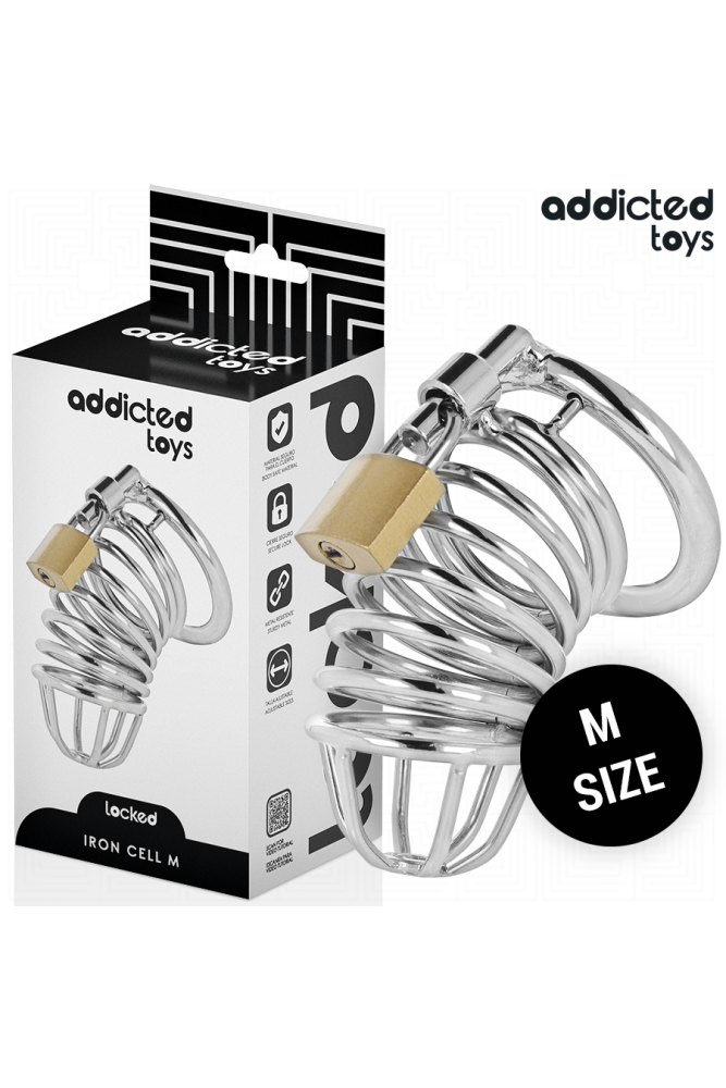 ADDICTED TOYS LOCKED - GABBIA PER PENE IN METALLO CON CELLULE DI FERRO TAGLIA M