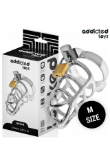 ADDICTED TOYS LOCKED - GABBIA PER PENE CON SERRATURA IN ARGENTO TAGLIA M