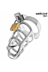 ADDICTED TOYS LOCKED - GABBIA PER PENE CON SERRATURA IN ARGENTO TAGLIA M