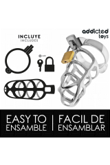 ADDICTED TOYS LOCKED - GABBIA PER PENE CON SERRATURA IN ARGENTO TAGLIA M