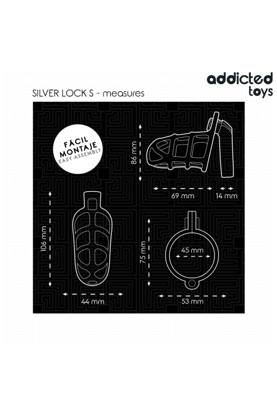 ADDICTED TOYS LOCKED - GABBIA PER PENE IN METALLO CON BLOCCAGGIO ARGENTO TAGLIA S