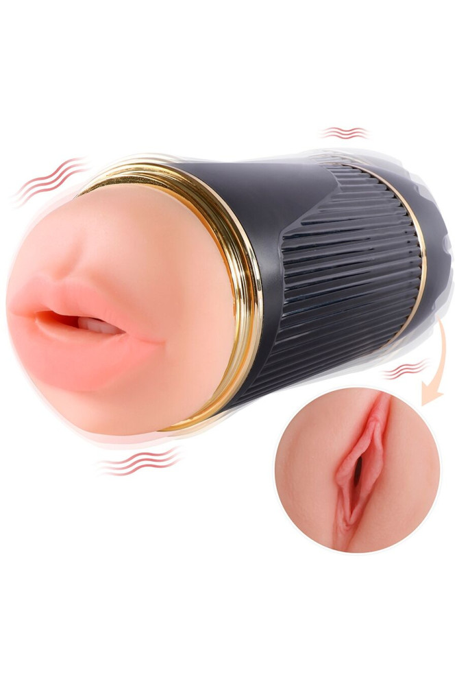 SHEQU - KAY DOPPIO MASTURBATORE CON DOPPIA BOCCA E VIBRAZIONE DELLA VAGINA