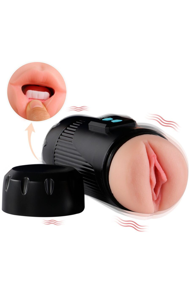 SHEQU - KAY DOPPIO MASTURBATORE CON DOPPIA BOCCA E VIBRAZIONE DELLA VAGINA