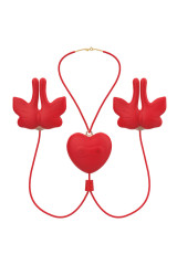 ARMONY - MORSETTI PER CAPEZZOLI MAGNETICI CON VIBRAZIONE A FORMA DI FARFALLA ROSSI