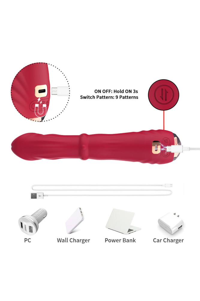 ARMONY - DILDO VIBRATORE STIMOLATORE PUNTO A TERMOREGOLABILE ROSSO