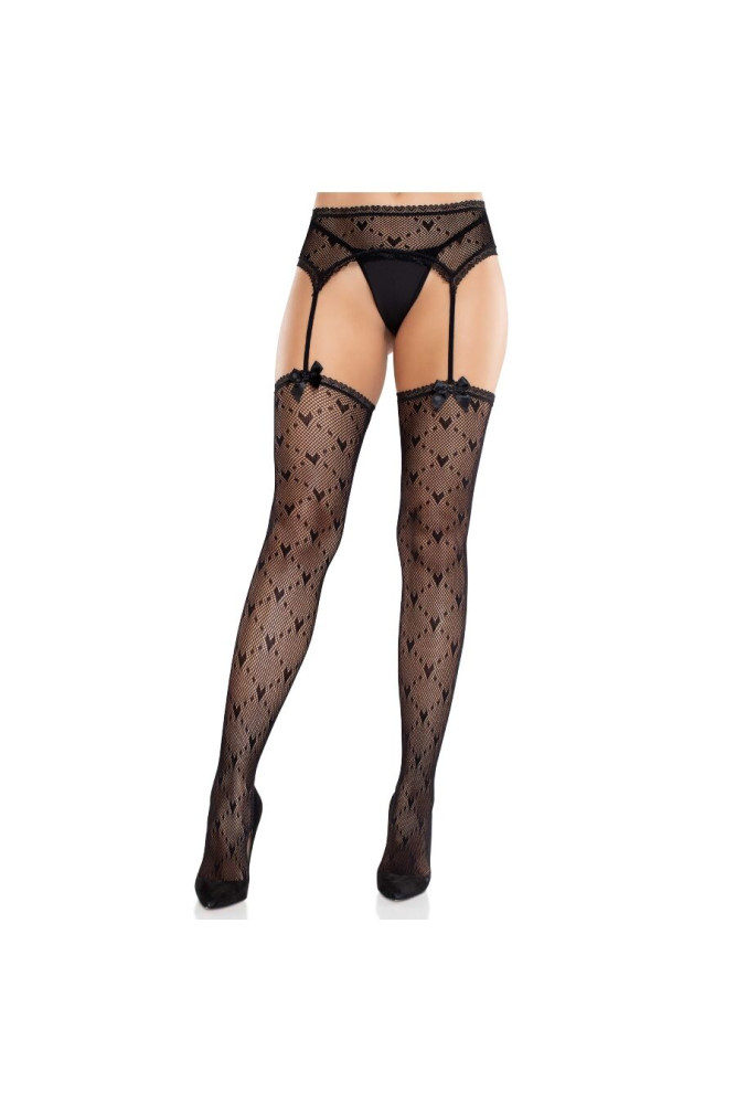 LEG AVENUE - CALZE A CUORE CON GIARRETTIERE NERE