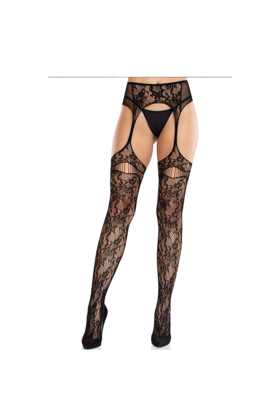 LEG AVENUE - CALZE IN PIZZO CON GIARRETTIERE NERE