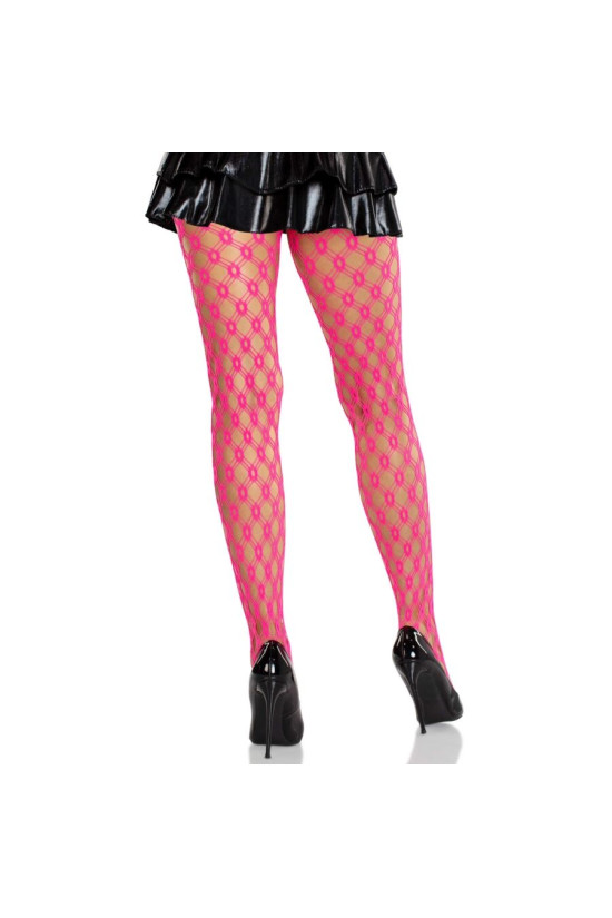 LEG AVENUE - COLLANT IN PIZZO CON OCCHIELLI ROSA NEON