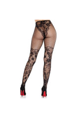 LEG AVENUE - CALZE IN PIZZO DAHLIA CON DETTAGLIO A RETE NERE