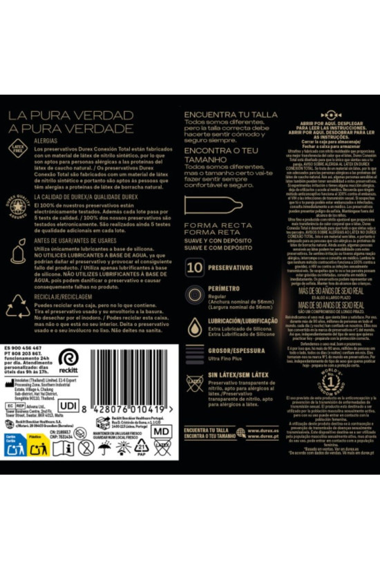 DUREX - TOTAL CONNECTION ULTRA FINE PLUS SENZA LATTICE 10 UNITÀ