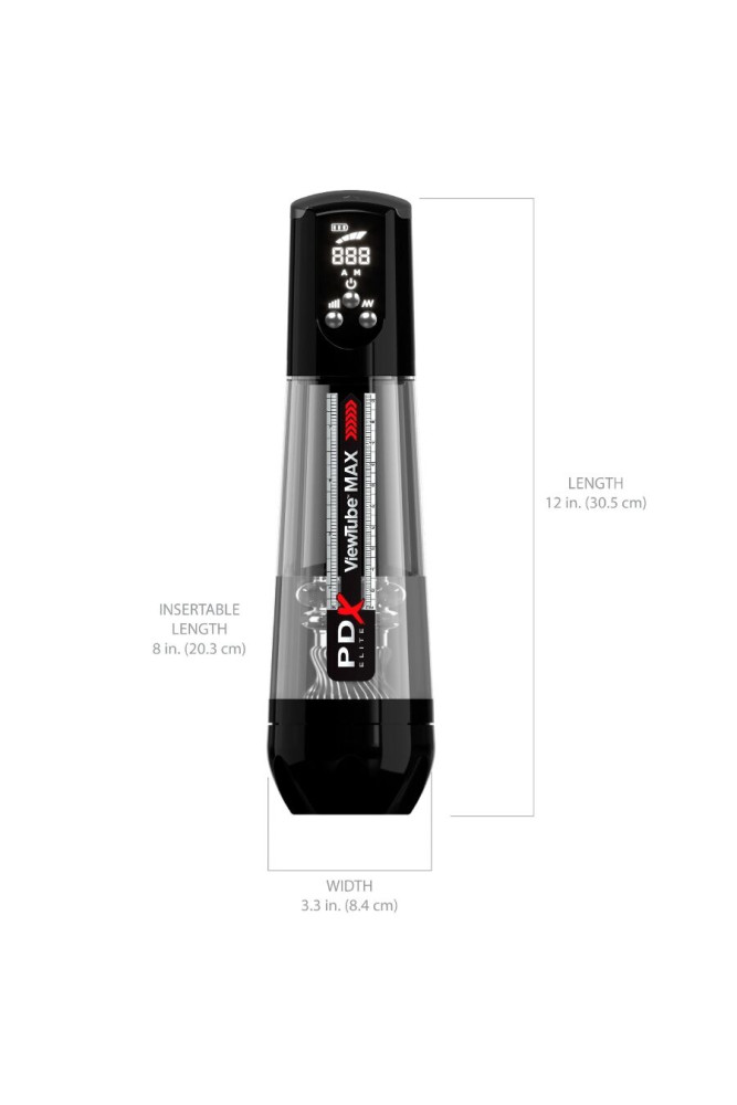 PDX ELITE - VIEWTUBE MAX VIEW MASTURBATORE AUTOMATICO CON ASPIRAZIONE TRASPARENTE