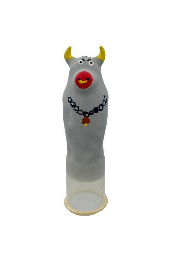 CONDOMERIE - PRESERVATIVI NOVITÀ DIPINTI A MANO MODELLO TORO GRIGIO XL