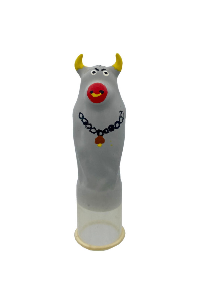 CONDOMERIE - PRESERVATIVI NOVITÀ DIPINTI A MANO MODELLO TORO GRIGIO XL