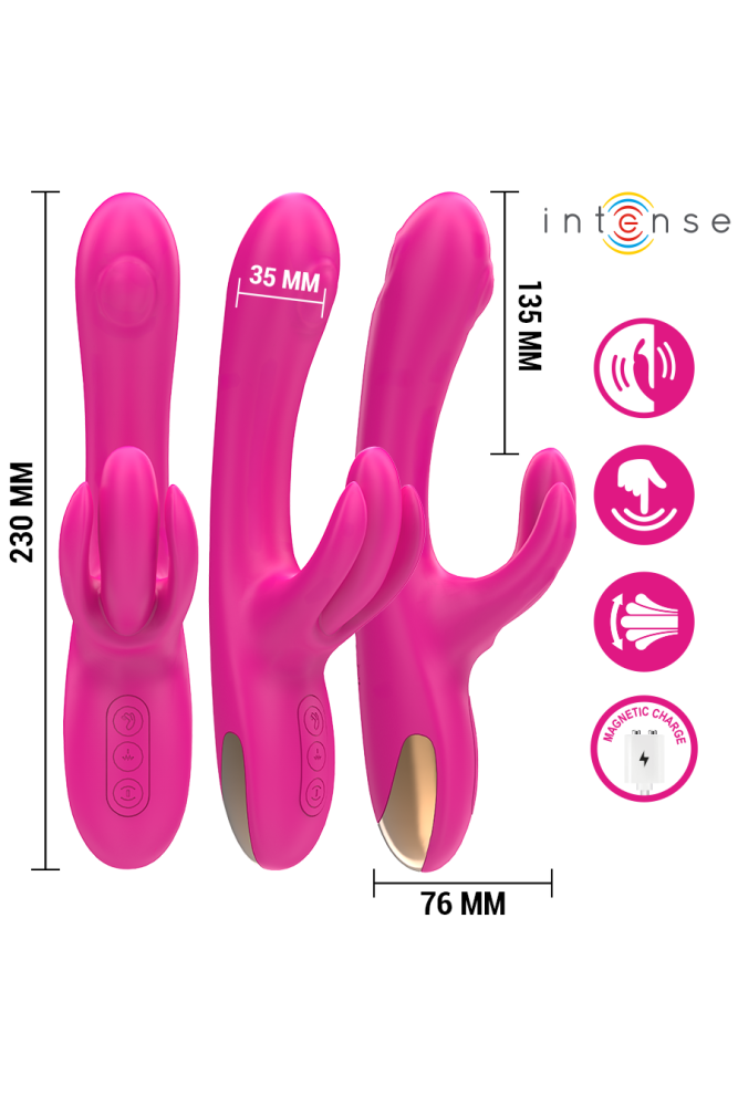 INTENSE - VIBRATORE MULTIFUNZIONE CONIGLIO BRITNEY 23 CM ROSA