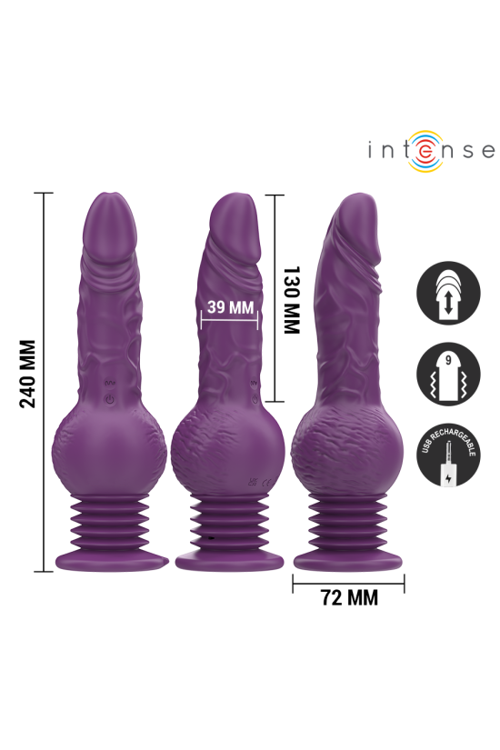 INTENSE - VIBRATORE MULTIFUNZIONE TATUM CON VIBRAZIONE SU E GIÙ 24 CM VIOLA