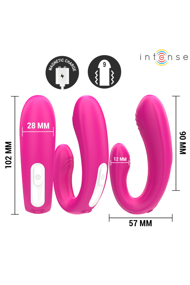 INTENSE - JANET DUAL STIMOLATORE E VIBRATORE A FORMA DI U CON TELECOMANDO ROSA