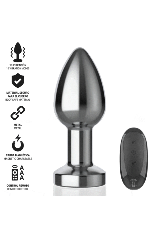 INTENSE - PLUG ANALE 10 VIBRAZIONI METALLO CON TELECOMANDO M
