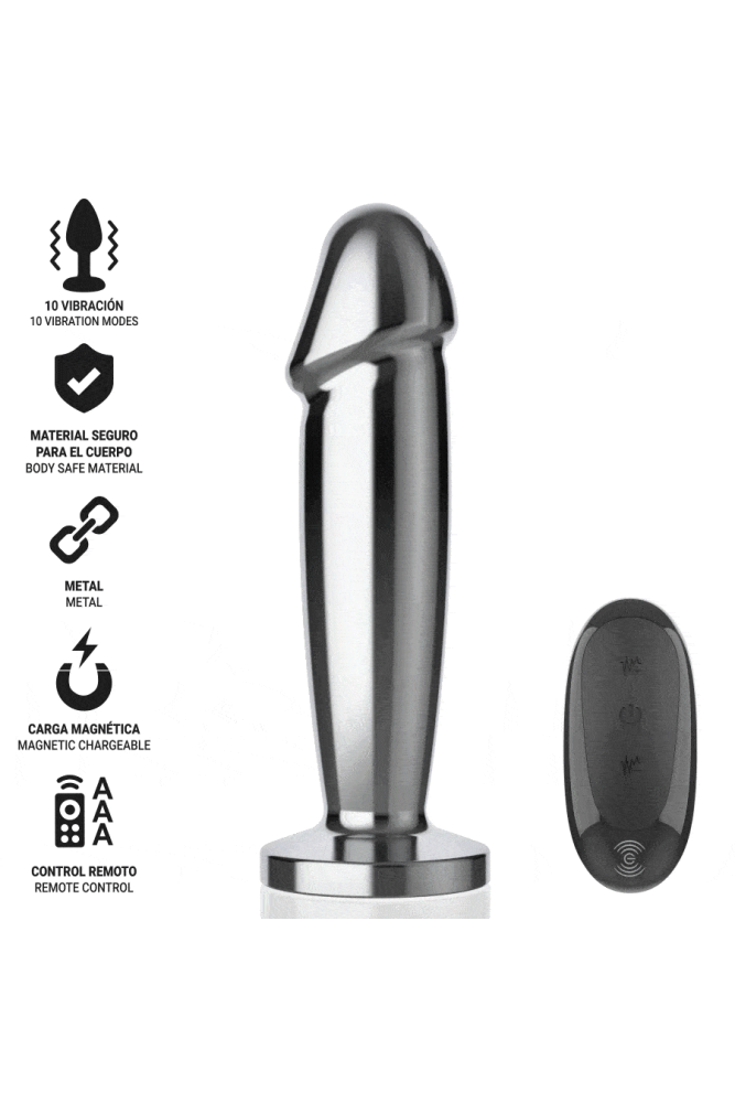 INTENSE - ANAL PLUG 10 VIBRAZIONI DILDO METALLO CON TELECOMANDO M