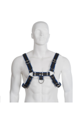 LEATHER BODY - IMBRACATURA IN PELLE BLU E NERA PER BULLDOG