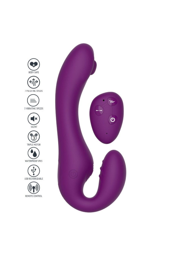 XOCOON - VIBRATORE 2 IN 1 STRAPLESS STRAP-ON CON TELECOMANDO VIOLA