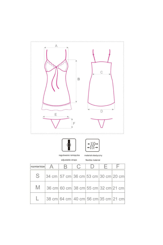 LIVCO CORSETTI FASHION - HYEONA 1710 BABYDOLL + PERIZOMA ROSA XL