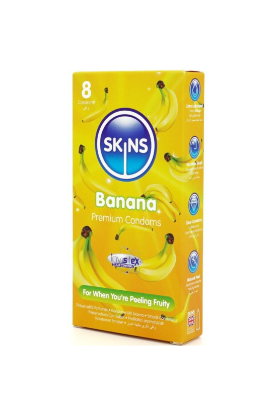 SKINS - PRESERVATIVI BANANA PREMIUM CONFEZIONE DA 8
