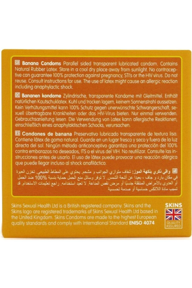 SKINS - PRESERVATIVI BANANA PREMIUM CONFEZIONE DA 4