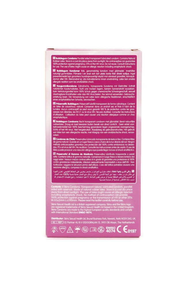 SKINS - BUBBLEGUM PREMIUM CONDOM CONFEZIONE DA 8