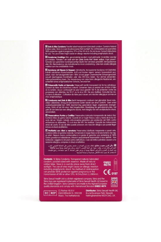 SKINS - DOTS & RIBS PREMIUM CONDOMS CONFEZIONE DA 16