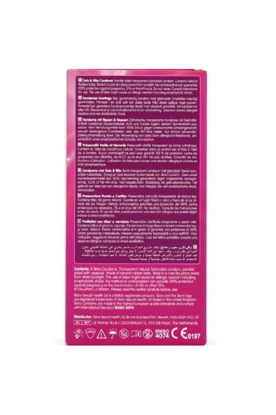 SKINS - DOTS & RIBS PREMIUM CONDOMS CONFEZIONE DA 8