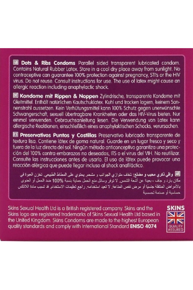 SKINS - DOTS & RIBS PREMIUM CONDOMS CONFEZIONE DA 4