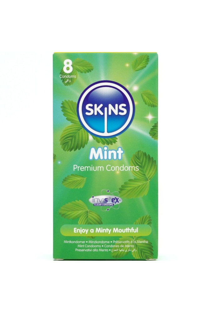 SKINS - PRESERVATIVI PREMIUM ALLA MENTA CONFEZIONE DA 8