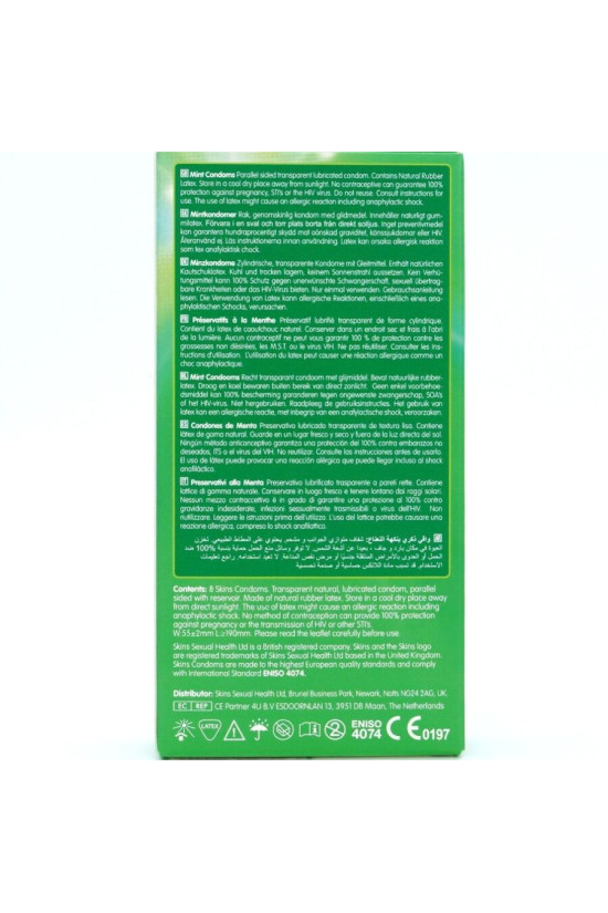 SKINS - PRESERVATIVI PREMIUM ALLA MENTA CONFEZIONE DA 8