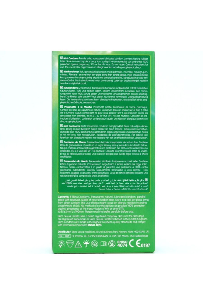 SKINS - PRESERVATIVI PREMIUM ALLA MENTA CONFEZIONE DA 8