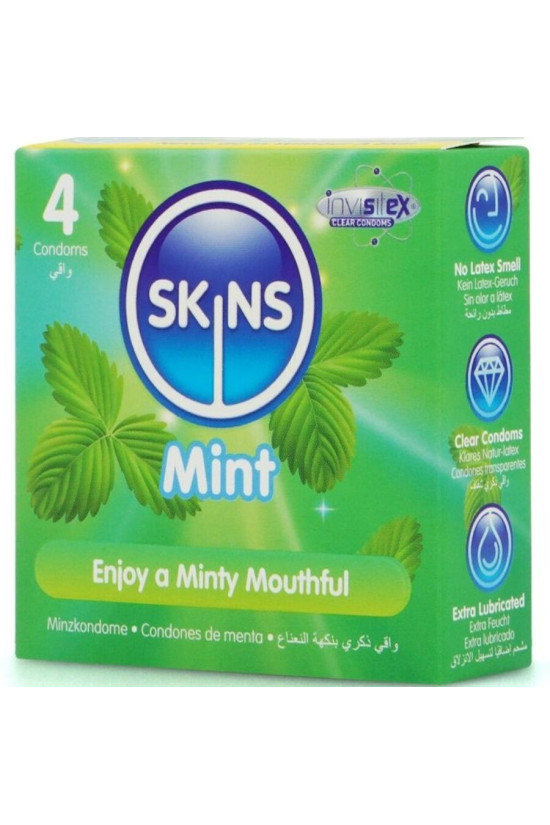 SKINS - PRESERVATIVI PREMIUM ALLA MENTA CONFEZIONE DA 4