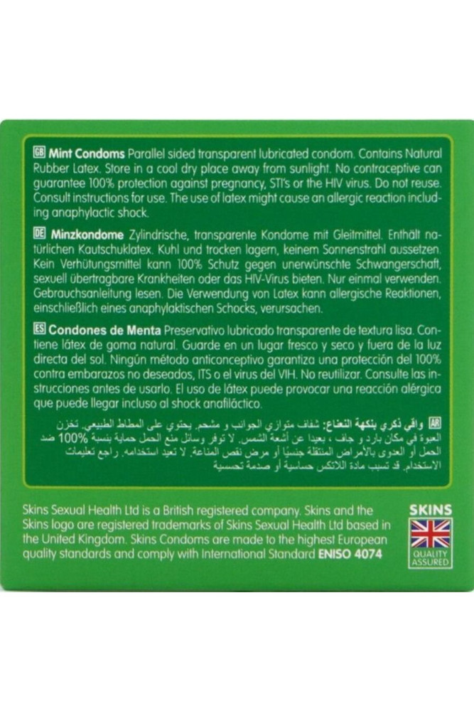 SKINS - PRESERVATIVI PREMIUM ALLA MENTA CONFEZIONE DA 4