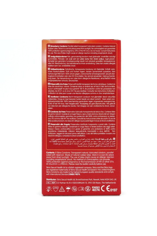 SKINS - PRESERVATIVI PREMIUM ALLA FRAGOLA CONFEZIONE DA 8