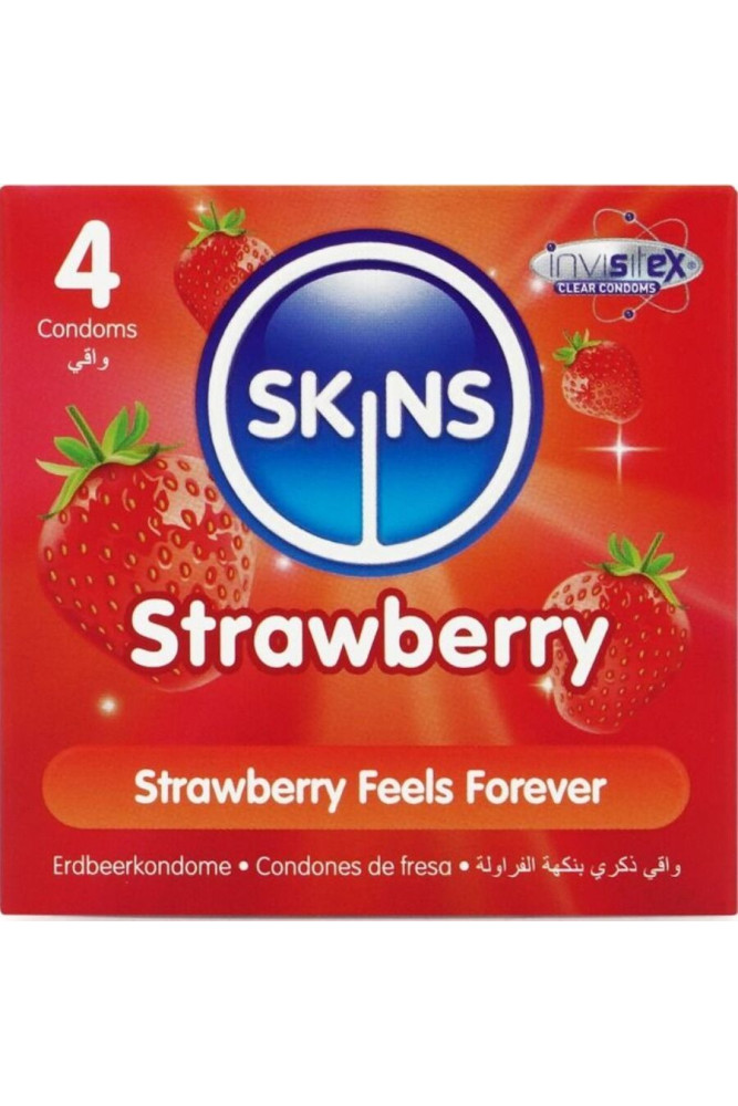 SKINS - PRESERVATIVI PREMIUM ALLA FRAGOLA CONFEZIONE DA 4