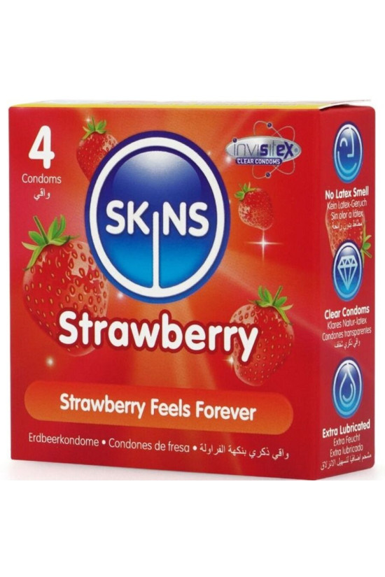 SKINS - PRESERVATIVI PREMIUM ALLA FRAGOLA CONFEZIONE DA 4