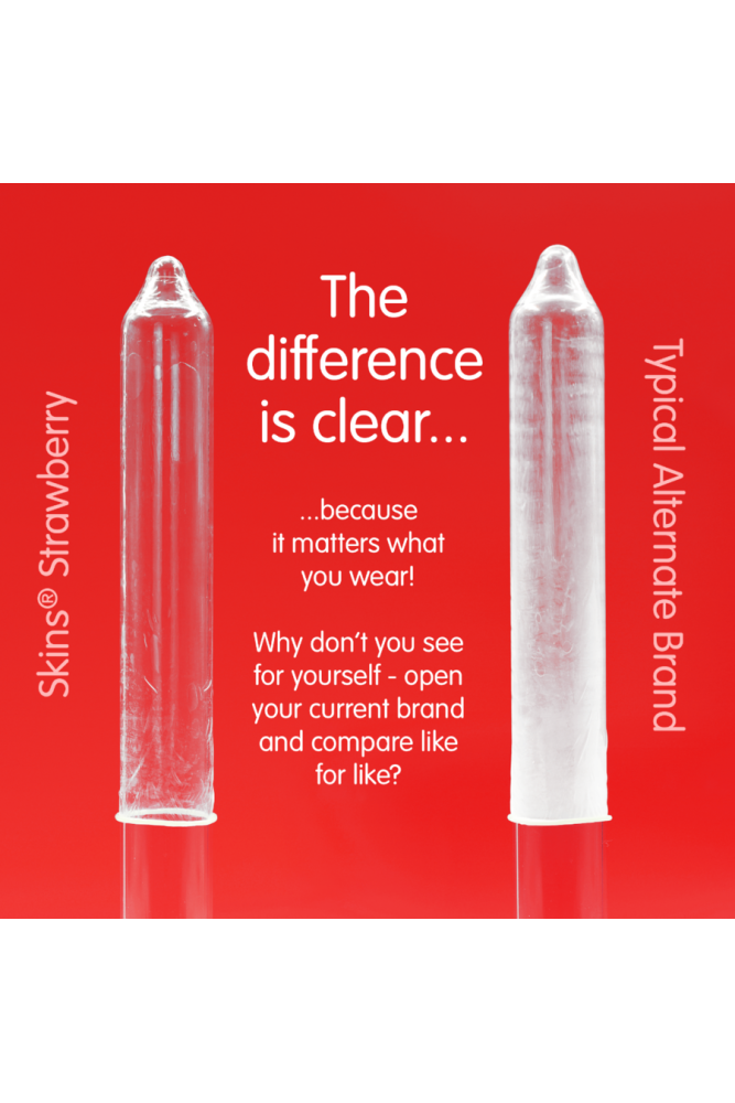SKINS - PRESERVATIVI PREMIUM ALLA FRAGOLA CONFEZIONE DA 4